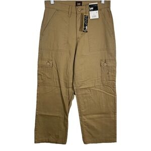 Lee Cargo Pants Women's SIZE 4 Heritage Loose Straight Leg Mid Rise Khaki Tan